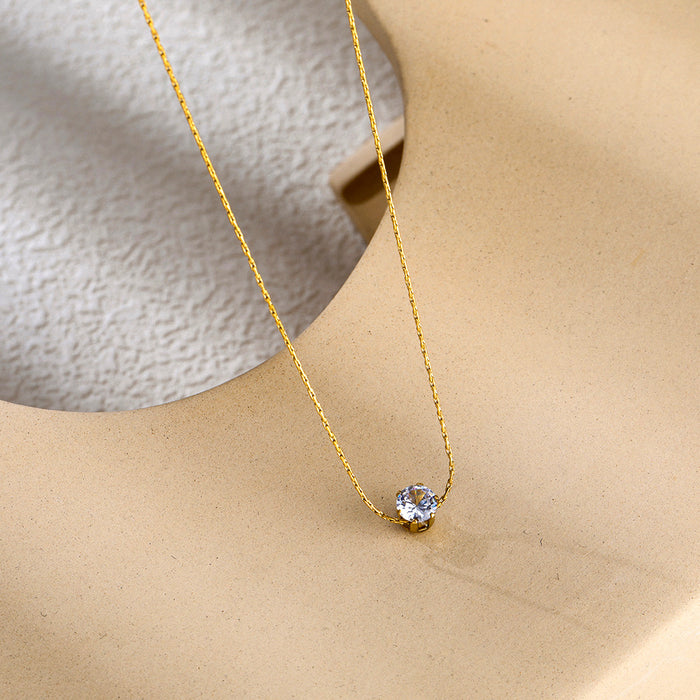 Wholesale Solo diamond cube teardrop diamond necklace,  simple and exquisite titanium steel clavicle chain necklace