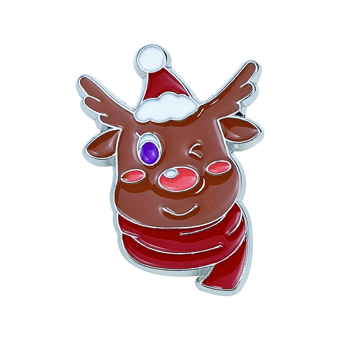 Wholesale Christmas Cartoon Brooch Set Santa Reindeer Tree Bell Zinc Alloy Pins Chic Holiday Party Accessor MOQ≥2y