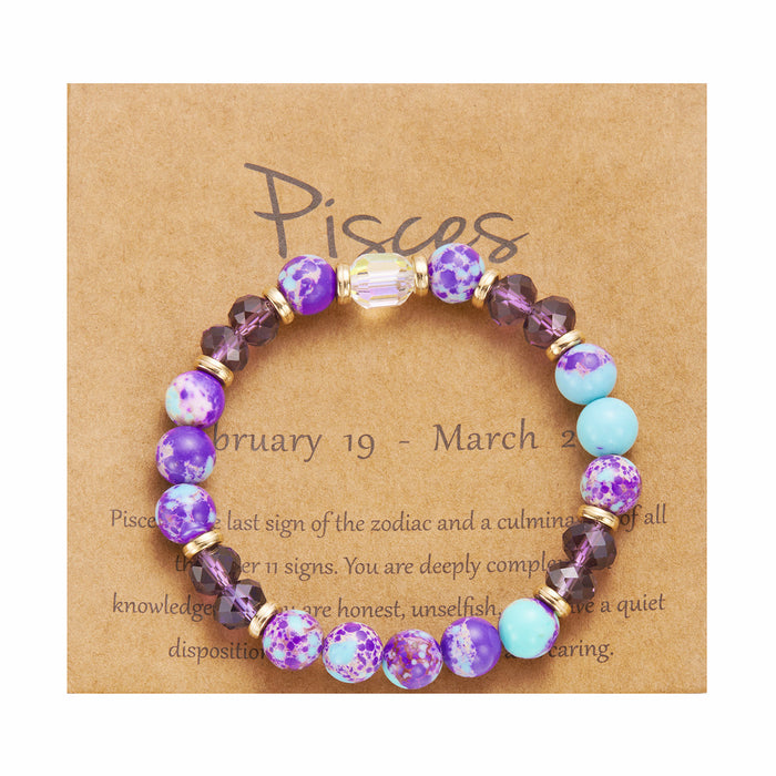 Wholesale twelve constellation bracelet imitation natural stone beaded bracelet color stone constellation paper card bracelet