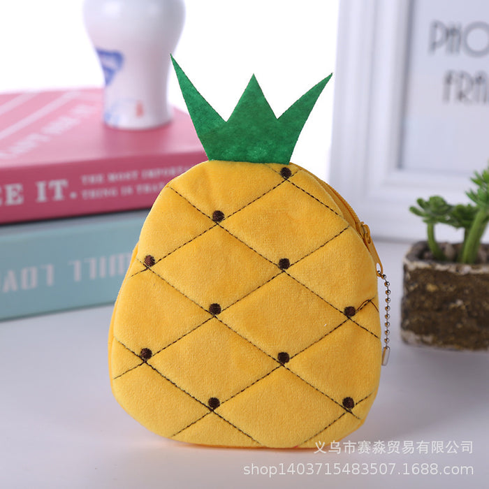 Wholesale Plush Colorful Pineapple Strawberry Watermelon Cartoon Cute Coin Purse JDC-WT-SM003