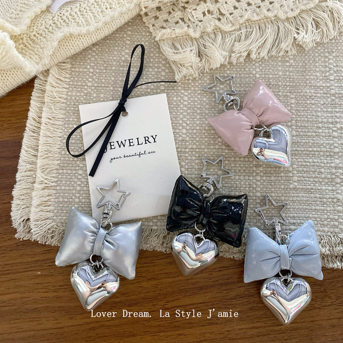 Wholesale  silver Love Five-pointed Star  Leather Bow Bag Pendant