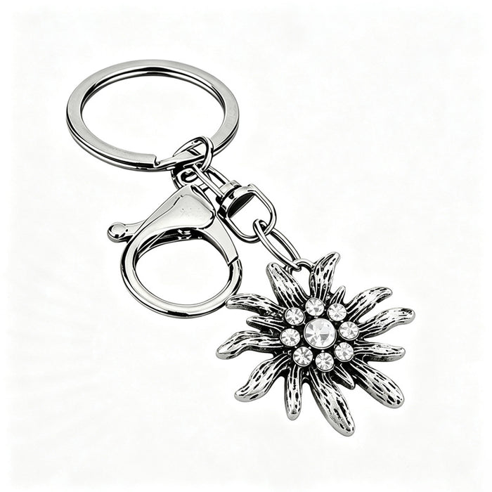 Wholesale Bavarian Edelweiss Alloy Keychain Charm Retro Bag Charm Car Key Accessory Chic Gift