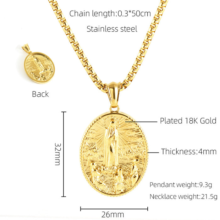 Wholesale Vintage Cross Virgin Mary Stainless Steel Necklace