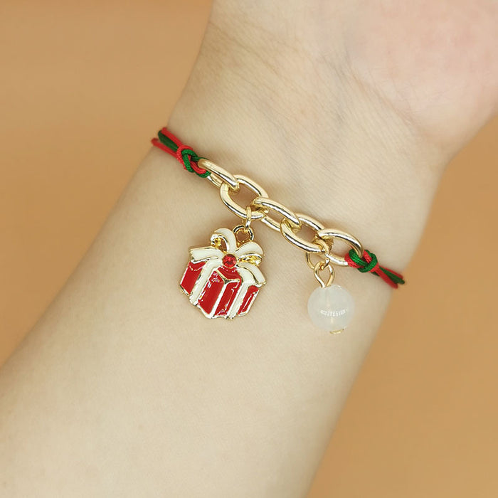 Wholesale Luminous Christmas Woven Bracelet Alloy  Tree Bell Snowflake Lucky Bag Luminous Hand Ornaments