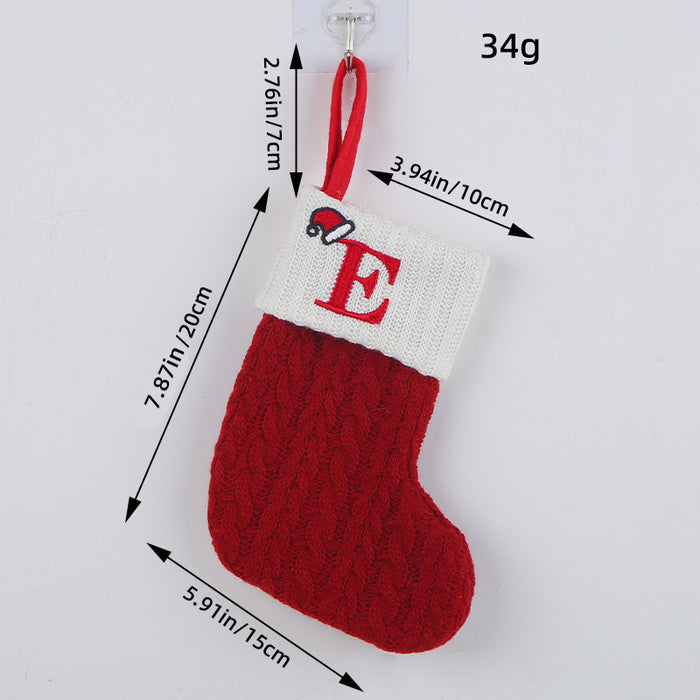 Wholesale Classic Red Letter Christmas Socks Wool Knitted Christmas Socks Festive Christmas Pendant Decoration