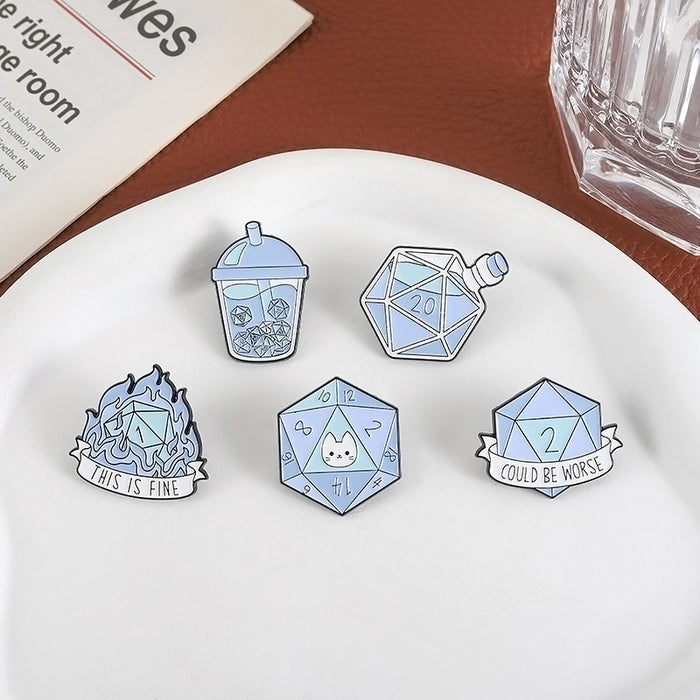 Wholesale Dice Dragon Brooch Trendy Anime Style Metal Badge Chic Fashion Accessory