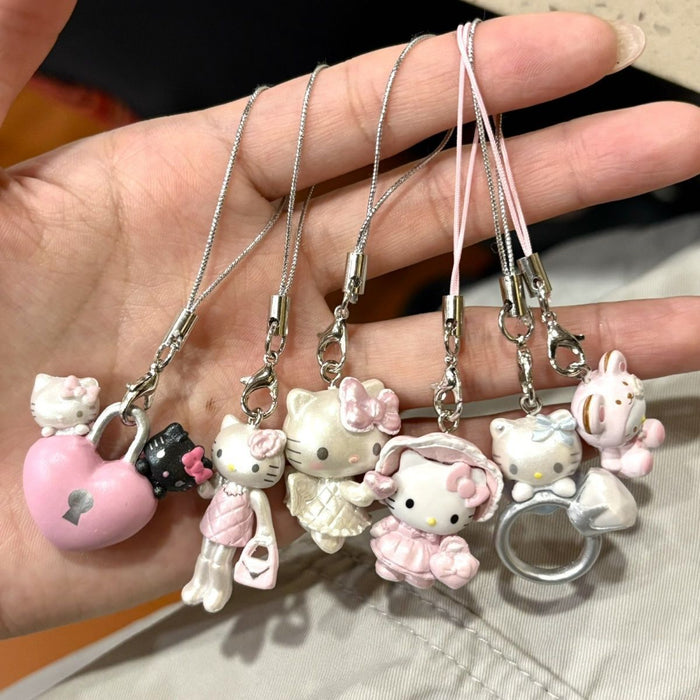 Wholesale Cartoon Long-Legged  Cat Keychain Charm with Ring