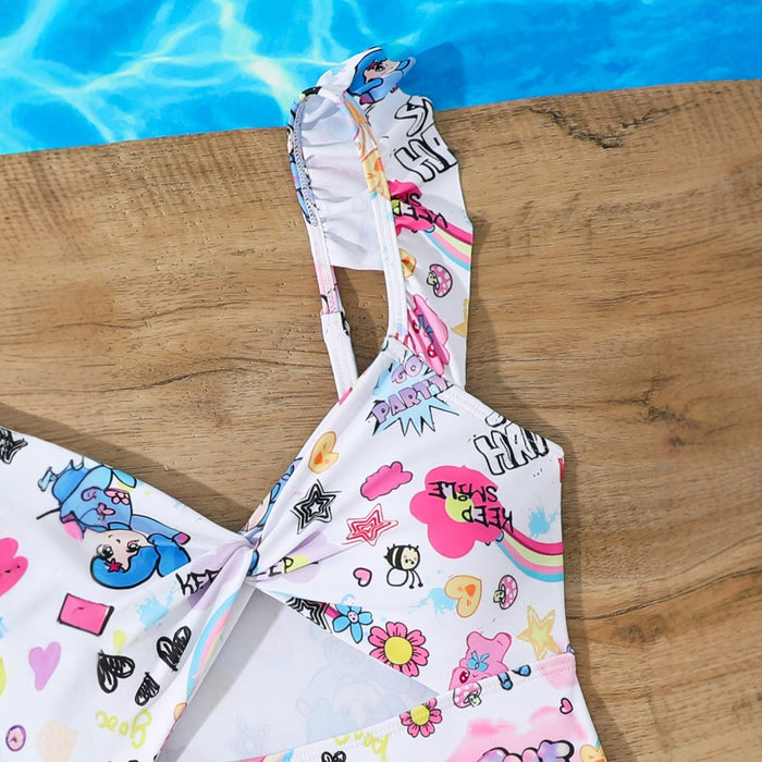 Wholesale New one-piece swimsuit with hollowed out suspender, children's swimsuit, hot spring