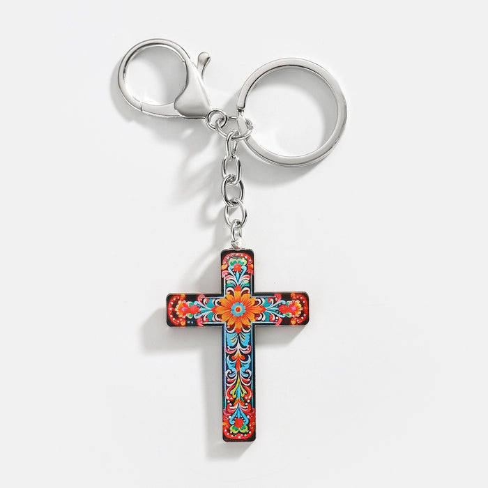 Wholesale Acrylic Cross Keychain JDC-KC-HuiWen017