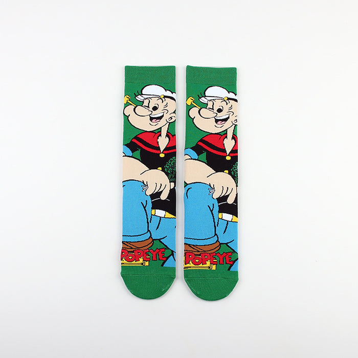 Wholesale Leisure Sports Jacquard Youth Four Seasons Women Cotton Couple Middle Socks Men Trendy Long Socks