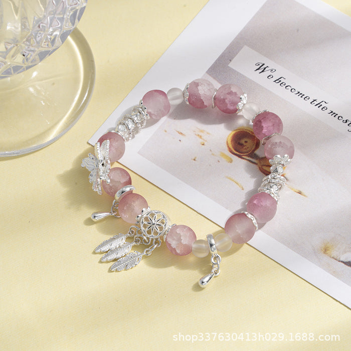 Wholesale Frosted Gradient Glass Beaded Bracelet for Women