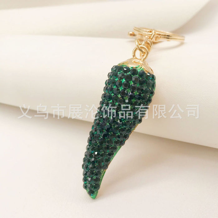 Wholesale Rhinestone Crown Oil Drop Chili Zinc Alloy Keychain JDC-KC-ZhanLun011