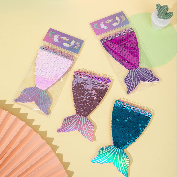 Wholesale Cartoon Loose-leaf Notepad Mermaid Tail Shell Notebook Cartoon Shape Portable Soft Copy Notepad