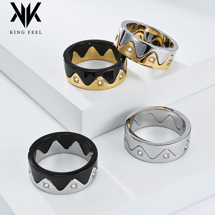 Wholesale Crown diamond studded titanium steel ring