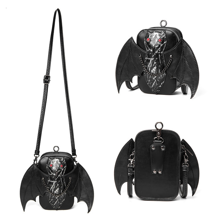 Wholesale Crossbody Bag Women Dark Gothic Bat Flower Design PU Leather Small Square Bag for Everyday Fashion Accessory