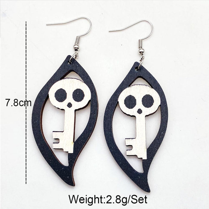 Wholesale  Pumpkin Skull Ghost Earrings  S-Shaped Wooden Earrings  Party Accessories