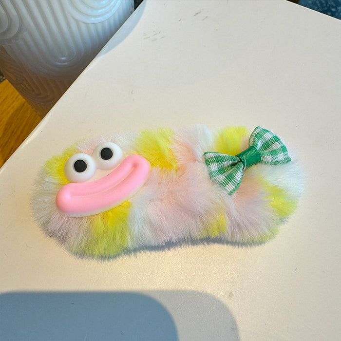 Wholesale Colorful furry hairpin large ugly cute big eye hair ball hairpin