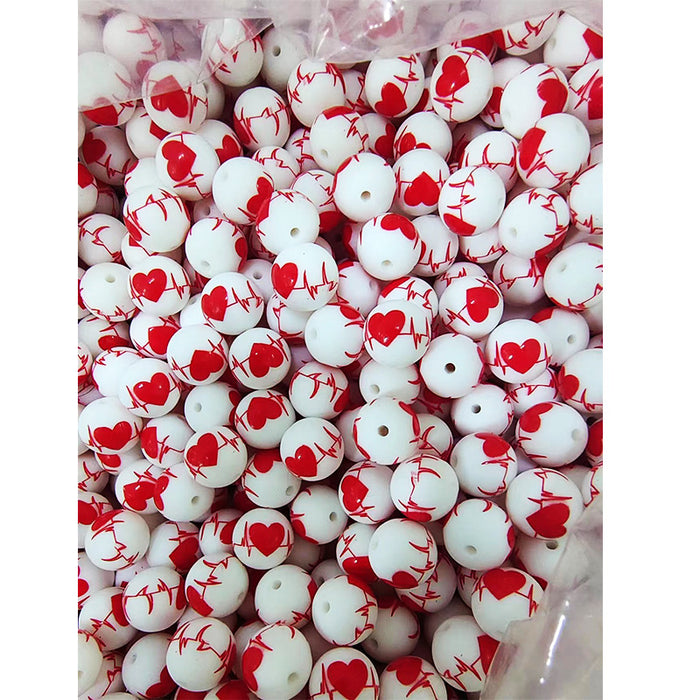 Wholesale 20pcs15mm Valentine's Day Printed Beads JDC-BDS-HongZhou007