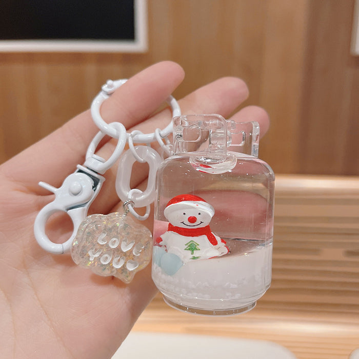 Wholesale Christmas Floating Quicksand Gas Tank Keychain JDC-KC-ShuoT011