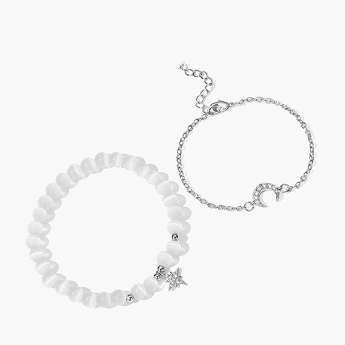 Wholesale Beaded bracelet with niche temperament and simple cat eye stone bracelet set