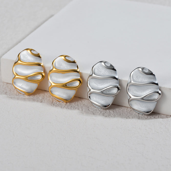 Wholesale Small niche design, high-end accessories, irregular striped texture earrings, elegant and luxurious stainless steel earrings