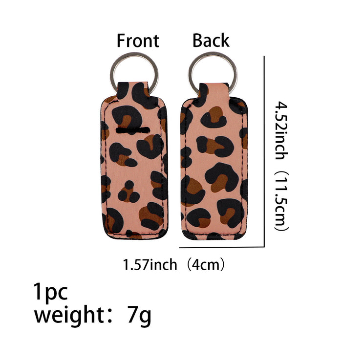 Wholesale Leopard Lipstick Set Heat Transfer Keychain