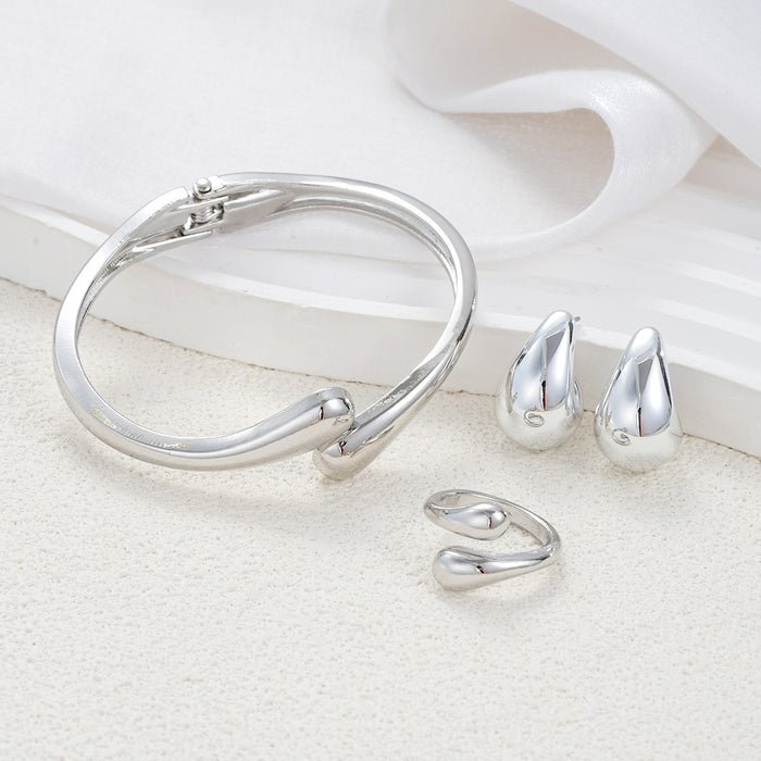 Wholesale Water droplet adjustable ring,  earring,  and bracelet jewelry set