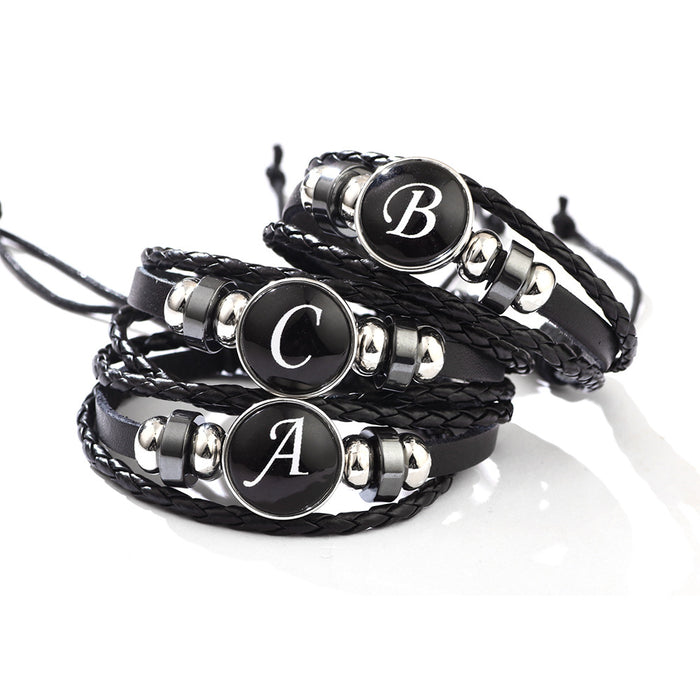 Wholesale 26 English Letters Leather Bracelet JDC-BT-QiN017