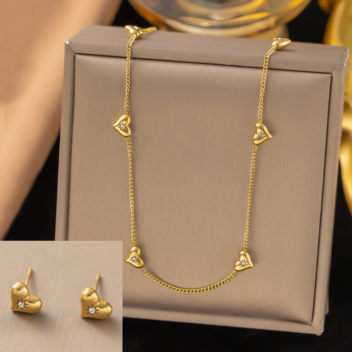 Wholesale Titanium Steel Necklace Earrings Jewelry Set JDC-NE-YiBao005