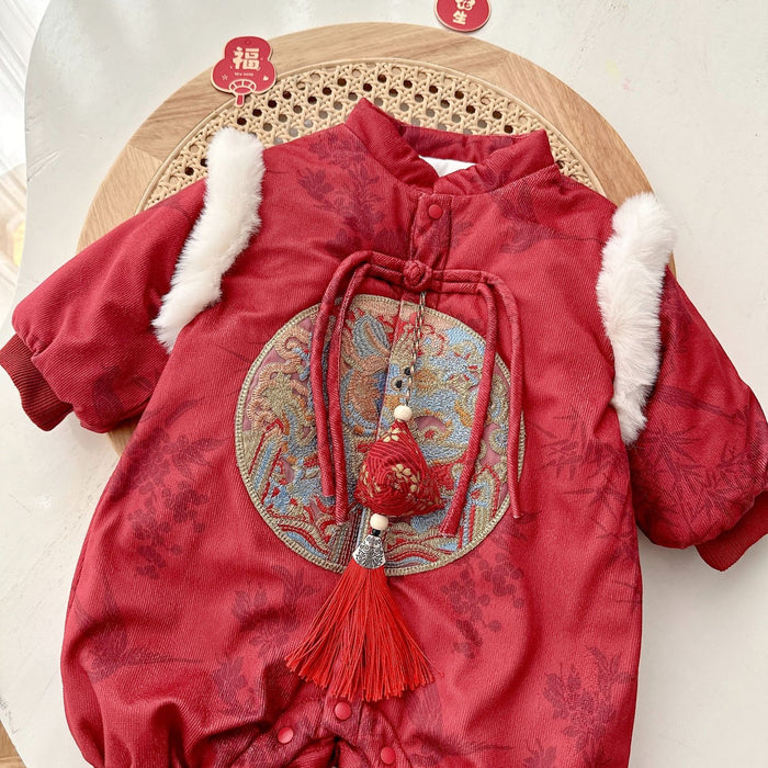 Wholesale Baby New Year Clothes 0-2 Years Old Winter Baby Cotton-padded New Year Clothes One-year-old Thickened Jumbo