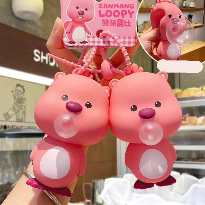 Wholesale  Blowing Bubbles Pinch Keychain  Doll Hanging Decoration Schoolbag Pendant Toy Ornaments