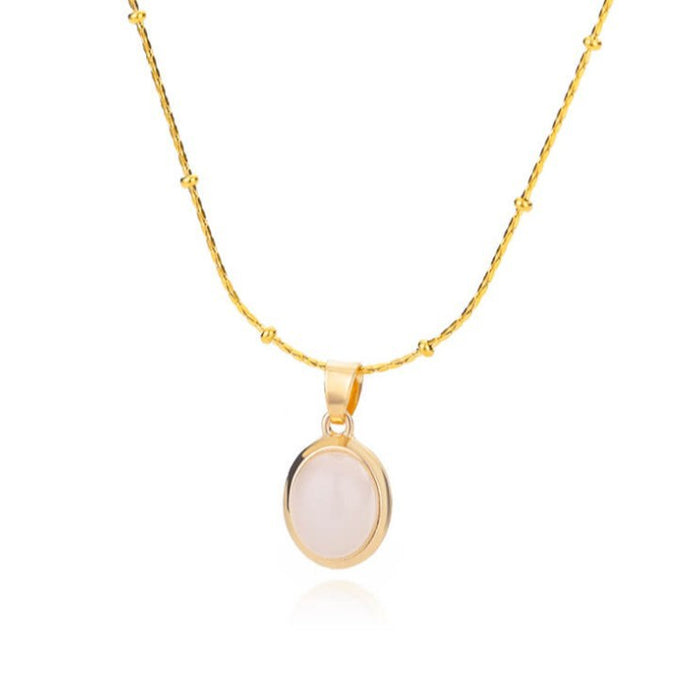 Wholesale Oval Cat' s Eye Pendant Titanium Steel Necklace Niche Clavicle Chain