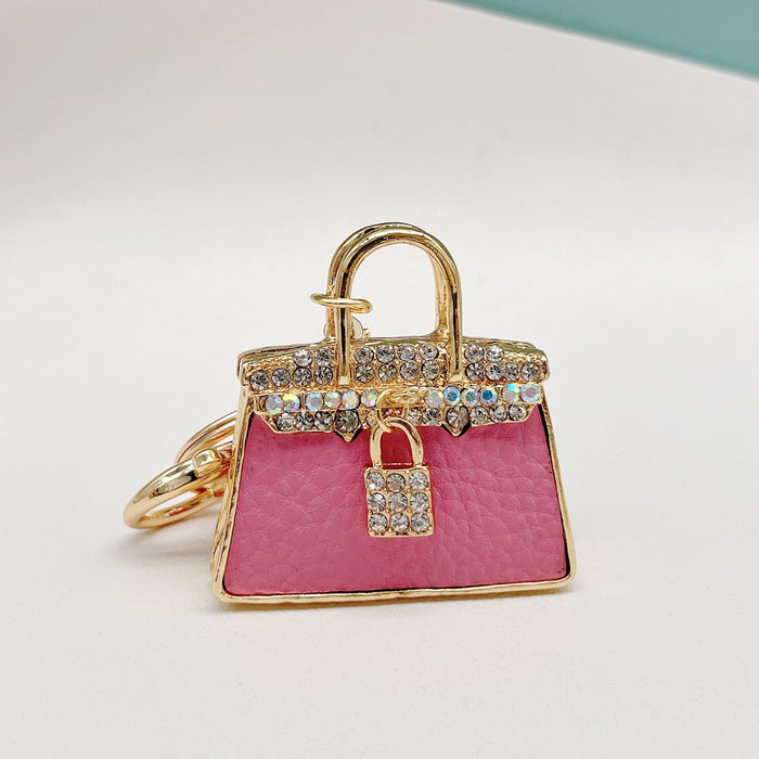 Wholesale Rhinestone Leather Handbag Alloy Keychain JDC-KC-ZhanLun002