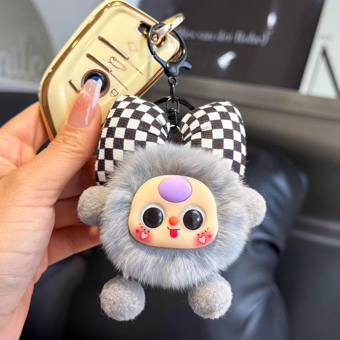 Wholesale Bowknot Small Coal Ball Fuzzy Keychain