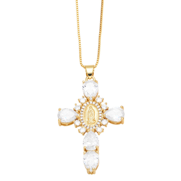 Wholesale Micro-paved Zirconia Pendant Cross Necklace JDC-NE-AS007