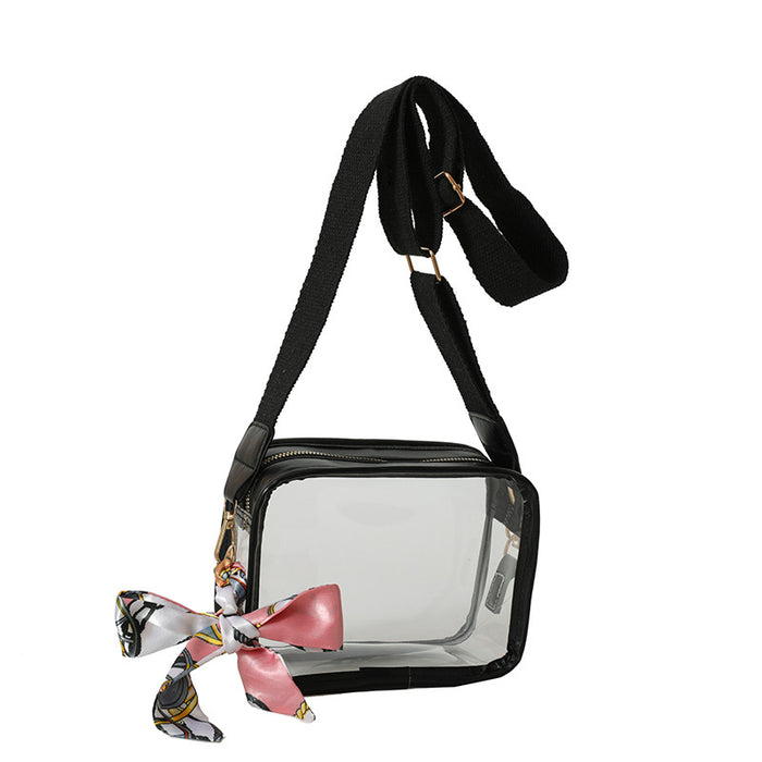 Wholesale Transparent PVC Small Square Bag Wide Shoulder Strap Fashion Crossbody Phone Bag Everyday Use Boutique Gift