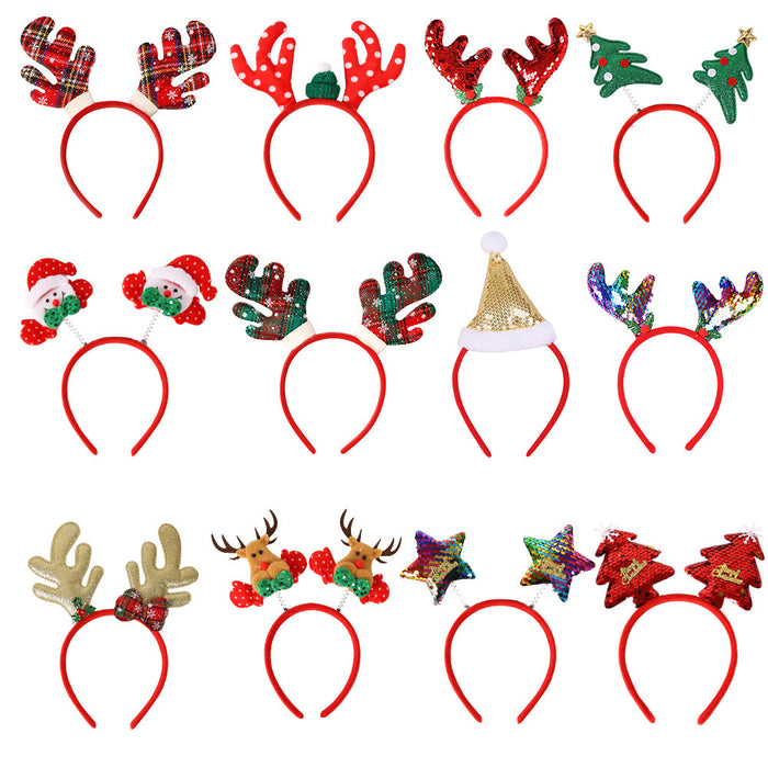 Wholesale Plastic Christmas Headbands With Antler And Star Design For Kids Party Hair Accessory