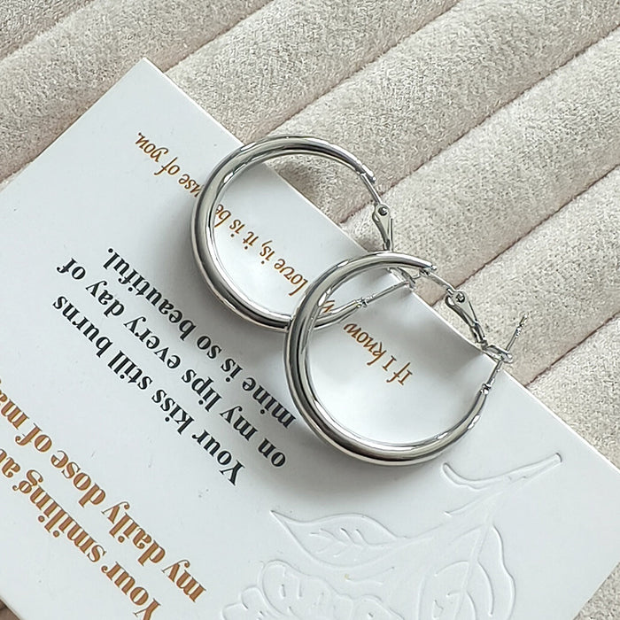 Wholesale Large Earrings 925 Silver Needle Circle Earrings