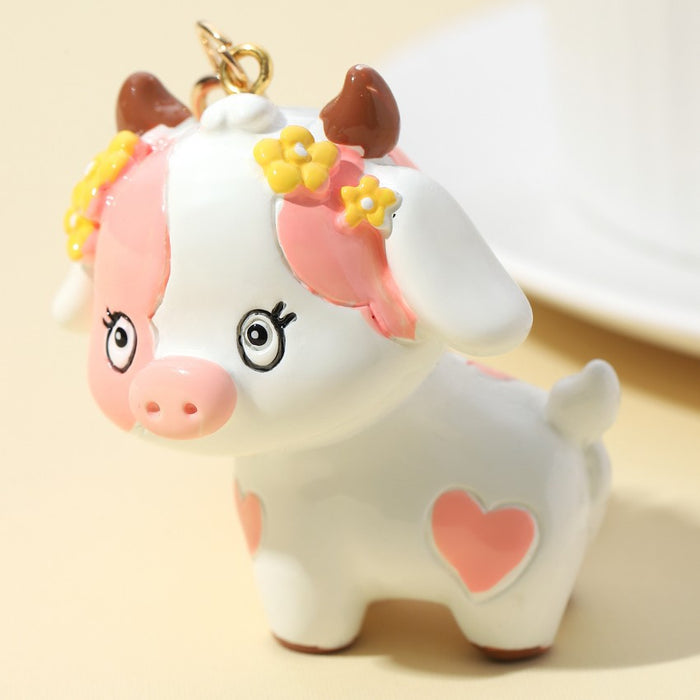 Wholesale Cartoon Cow Resin Keychain JDC-KC-RongRui047