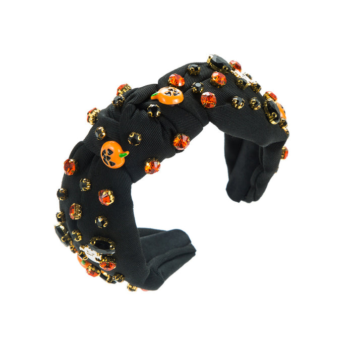 Wholesale Halloween Ghost Pumpkin Fabric Wide Brim Headband JDC-HD-HM029