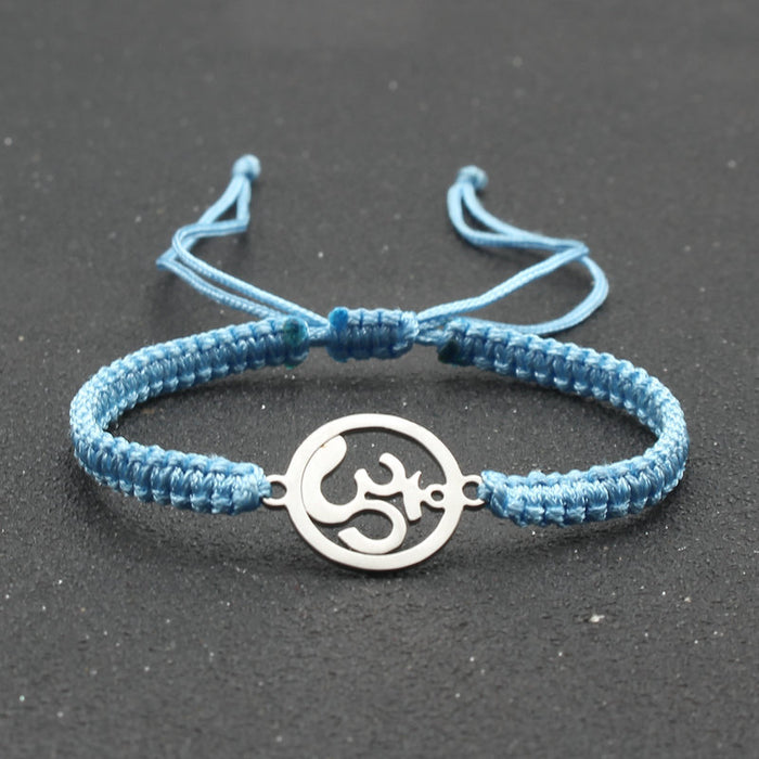 Wholesale  jewelry stainless steel round OM bracelet hand-woven adjustable hand rope