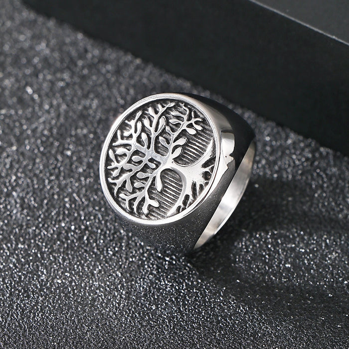 Wholesale Titanium Steel Tree of Life Ring Vintage Stainless Steel Tail Ring