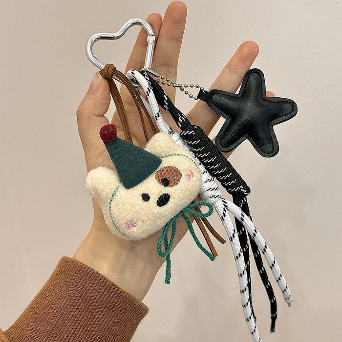 Wholesale Cute Plush Bear Bag Pendant Mountaineering Rope Hand Rope Cartoon Doll Hanging Car Keychain