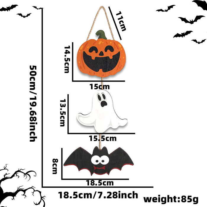 Wholesale  Wooden Listing Courtyard Home Party Decoration Wooden Plate Pendant Ghost  Web Door Plate Pendant