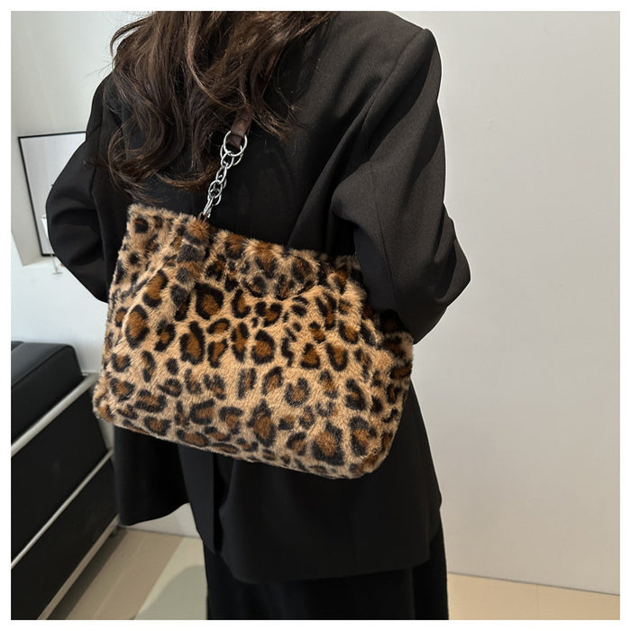 Wholesale Stylish Leopard Print Plush Shoulder Bag JDC-SD-ShengShi003