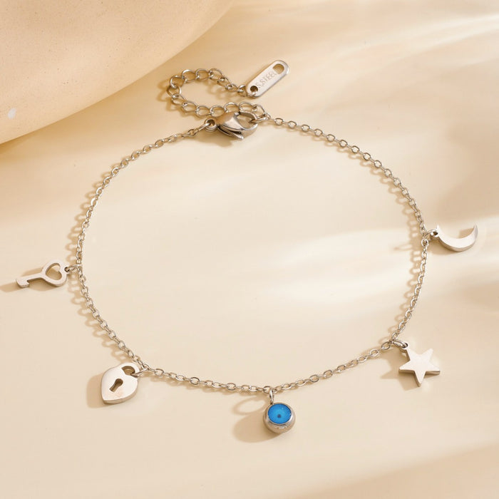Wholesale Star,  moon,  heart,  four-leaf clover,  stainless steel,  titanium steel anklet for women