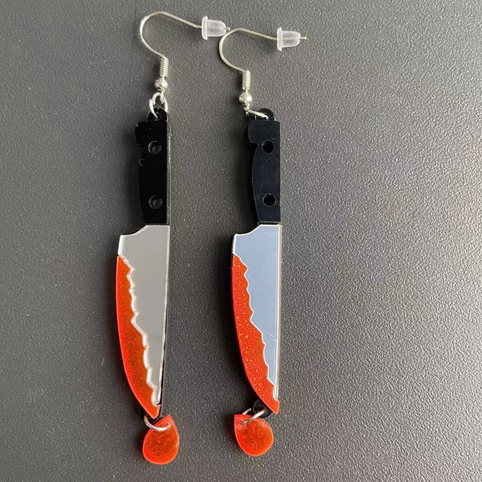 Wholesale   Earrings  Blue Glitter Shark Animal Dripping Knife Horror Acrylic Earrings