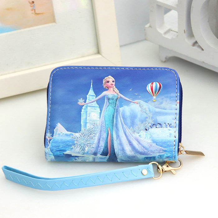 Wholesale fresh cartoon princess children's girls short portable coin purse