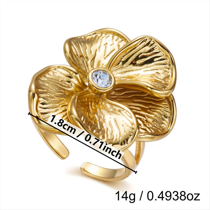 Wholesale Butterfly Sun Open Ring Stainless Steel Gold Plated Fashion Jewelry Accessory