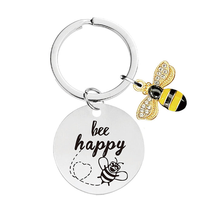 Wholesale Little Bee Thanksgiving Teacher's Day Alloy Keychain JDC-KC-GangGu048